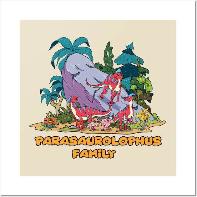 Parasaurolophus family Wall Art by Artofokan